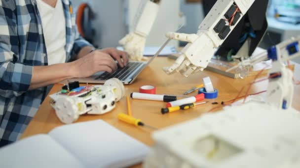 Close up of working table of engineer — Stock Video