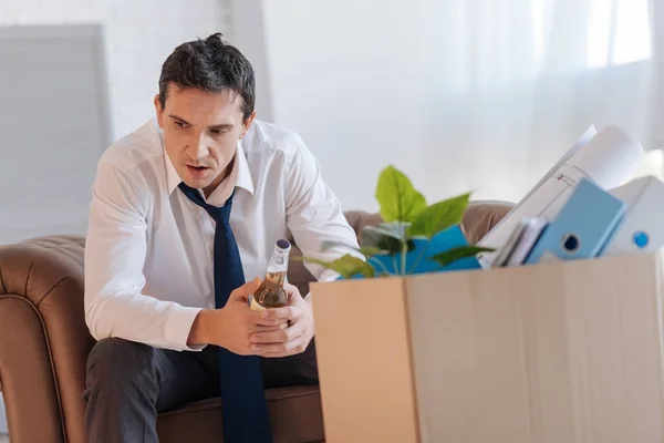 Unlucky specialist feeling depressed after being fired again — Stock Photo, Image