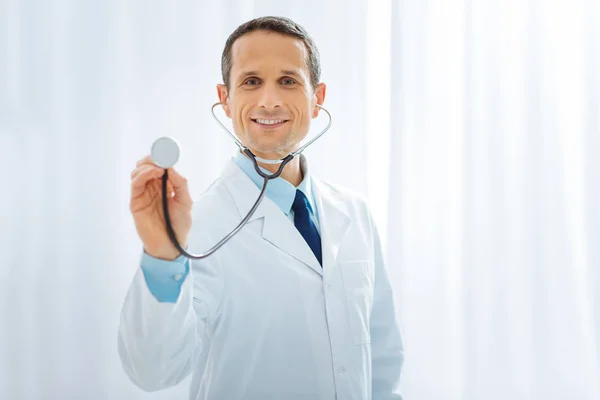 Positive delighted medical specialist being ready to work — Stock Photo, Image