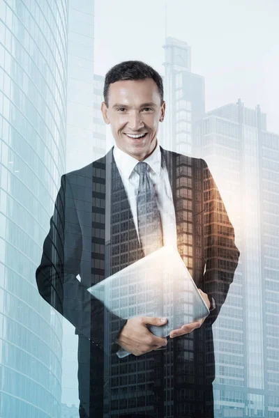 Cheerful delighted businessman smiling — Stock Photo, Image