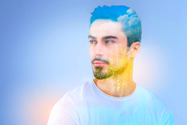 Thoughtful pleasant man thinking about nature