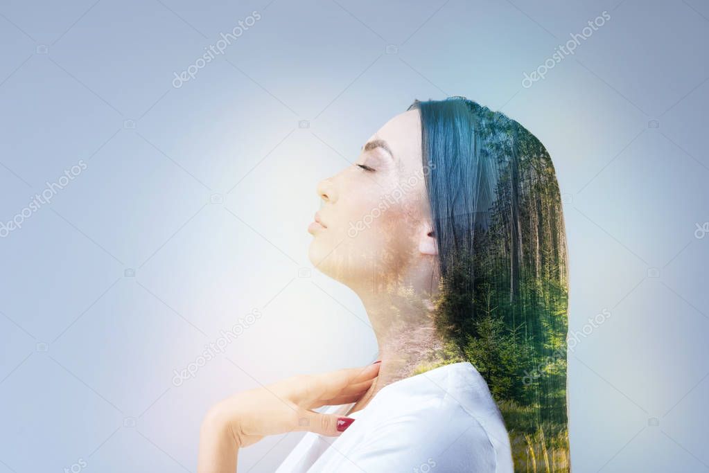 Enigmatical female person thinking about nature