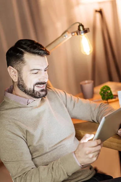 Happy man spending time with pleasure — Stock Photo, Image