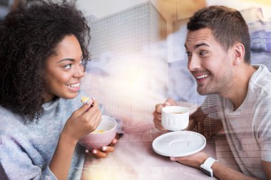 Birlikte yemek olumlu mutlu çift