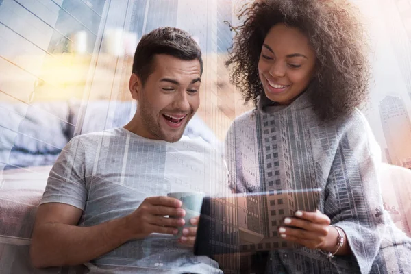 Nice positive couple laughing — Stock Photo, Image