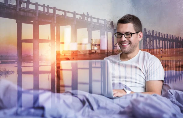 Happy delighted man feeling comfortable — Stock Photo, Image