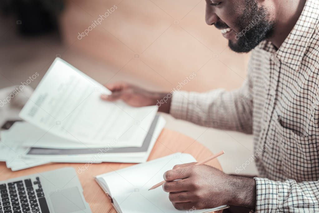 Nice smart man being involved in studying