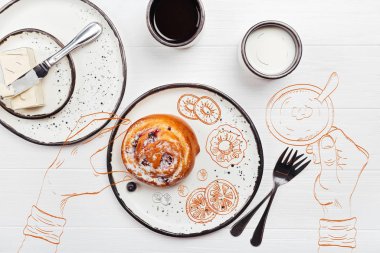 Kahvaltı keyfi bir kişinin en iyi görünümü