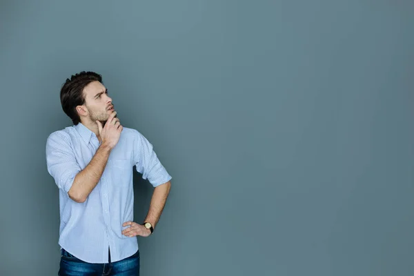 Smart thoughtful man looking up — Stock Photo, Image