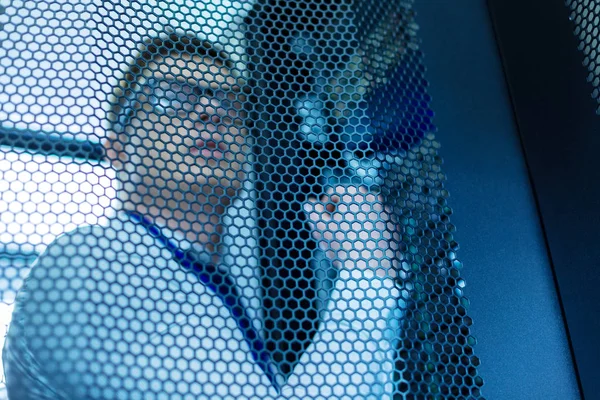 Concentrated operator working in a data center — Stock Photo, Image