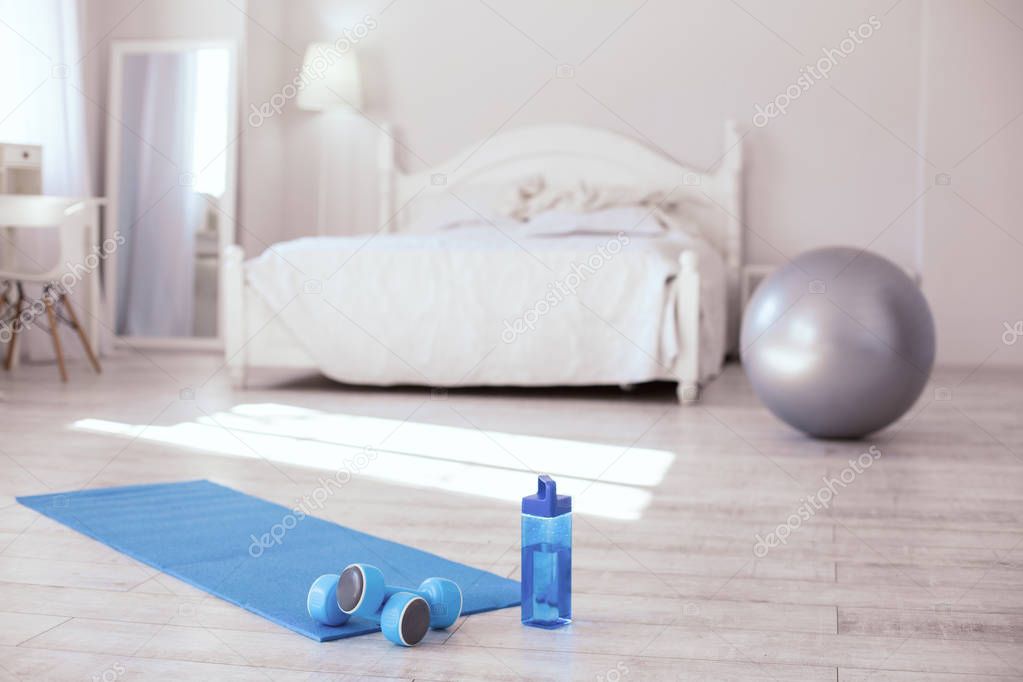 Blue exercise equipment ready to use