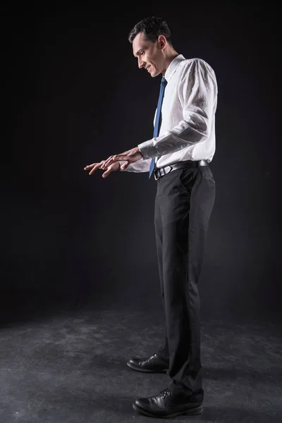 Joyful nice man typing professionally — Stock Photo, Image