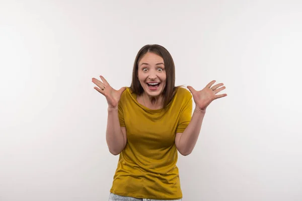 Nice young woman being happy — Stock Photo, Image