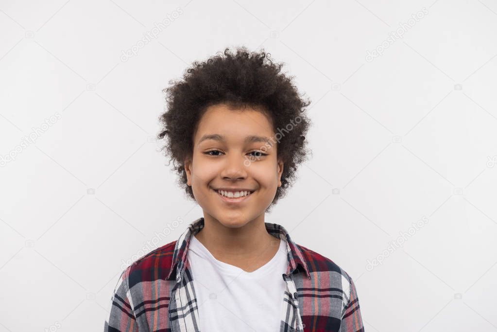 Portrait of a delighted nice boy