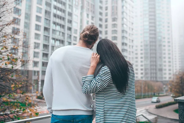 Couple feeling excited while moving to new apartment together — ストック写真