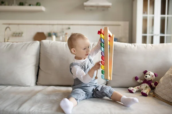 Cute little baby girl playing with xylophone — Stock Photo, Image