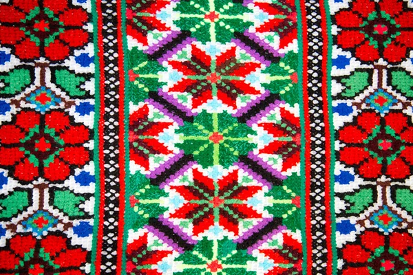 Ornamento Nacional Tradicional Eslavo Tecidos Toalhas Ponto Cruz Interior Fundo — Fotografia de Stock