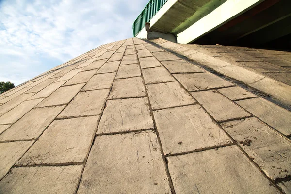 Kilátás Megerősített Betonlemezek Lejtőjén Közúti Híd Építőipar Technológia — Stock Fotó
