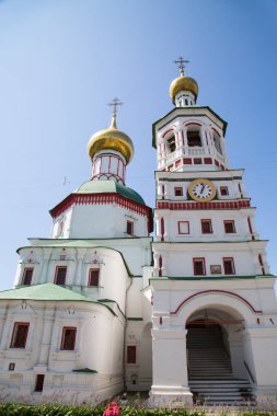 Moskova 'daki St. Nicholas-Perervinsky manastırındaki Aziz Niklas Katedrali. Rusya 'nın manzarası. Dünya turizminin mimarisi.