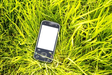 Parlak Yeşil Çimen Konumundaki Cep Telefonu Metni Yorumu