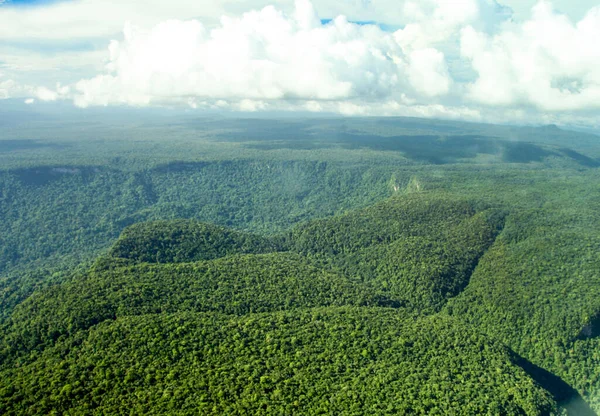 Fågelperspektiv Djungeln Med Kullar Berg Tagen Från Planet Guyana Landskap — Stockfoto