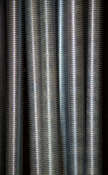 View Threaded Steel Galvanized Studs Beautiful Thread Structure Construction Metric — Stock Photo, Image