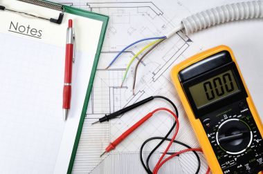 Üstten Görünüm bileşenleri ve elektrik ekipman yerleştirilir ho