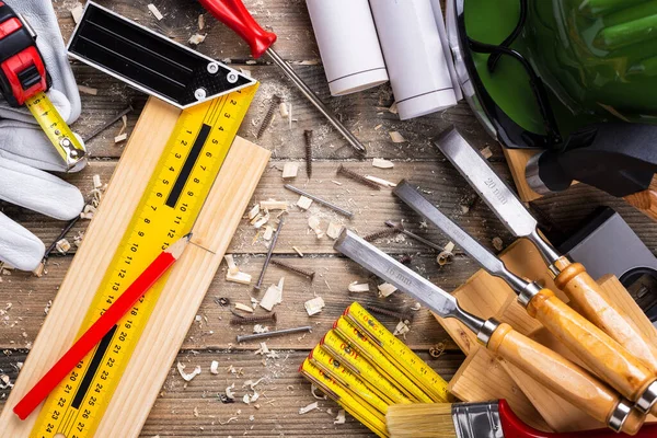 Carpenter\'s work tools. Carpentry.