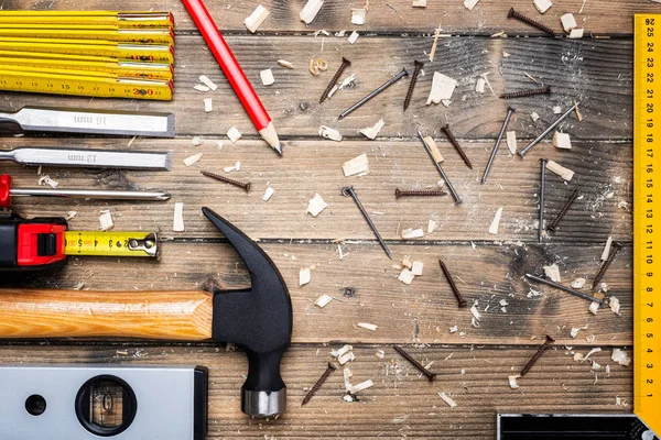 Carpenter's work tools. Carpentry. — Stock Photo, Image