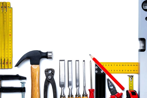 Carpenter's work tools. Carpentry. — Stock Photo, Image