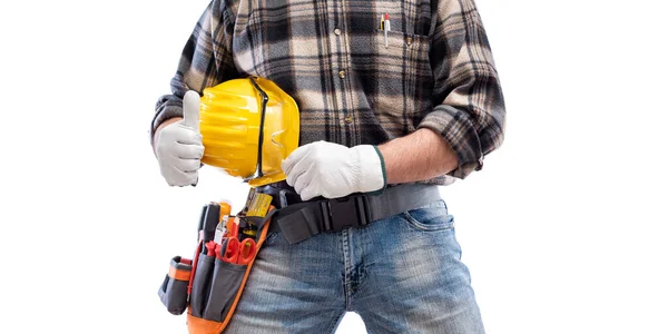 Elektricien Laat Tekenen Met Duim Omhoog Hij Draagt Beschermende Handschoenen — Stockfoto