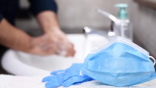 Prevenção Coronavírus Lavagem Das Mãos Com Água Quente Sabão Uso — Vídeo de Stock