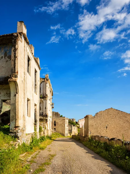 Zničené Domy Vesnici Duchů Starého Gaira Zničené Povodní Roce1951 Sardinie — Stock fotografie