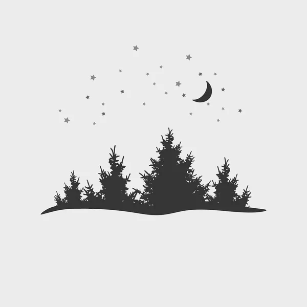 Background with fir-trees, stars and moon — Stock Illustration Background with fir-trees, stars and moon Stock Vector