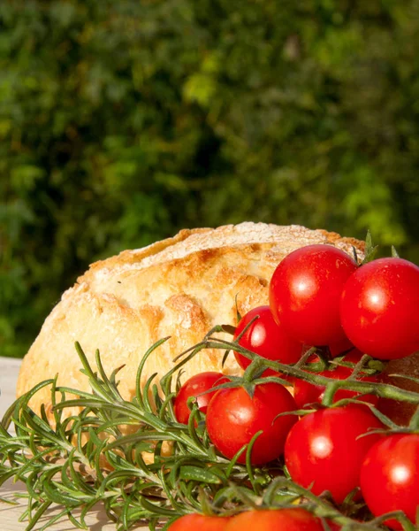Bread with tomatoes — Stock Photo, Image
