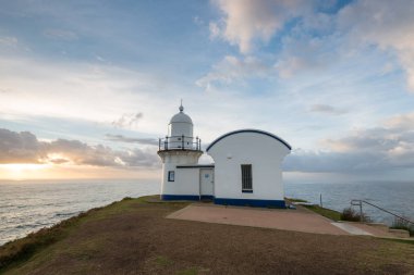 Noktası deniz feneri sabah vaktinde teyel. Port Macquarie, Nsw, A