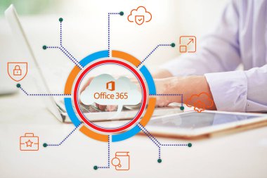 ofis 365 ilgili çeşitli simgeler bilgi grafik tasarımında ayarlandı