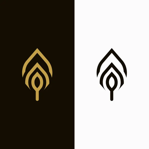 Folha Vetorial Forma Dourada Monocromática Emblema Abstrato Conceito Design Logotipo —  Vetores de Stock