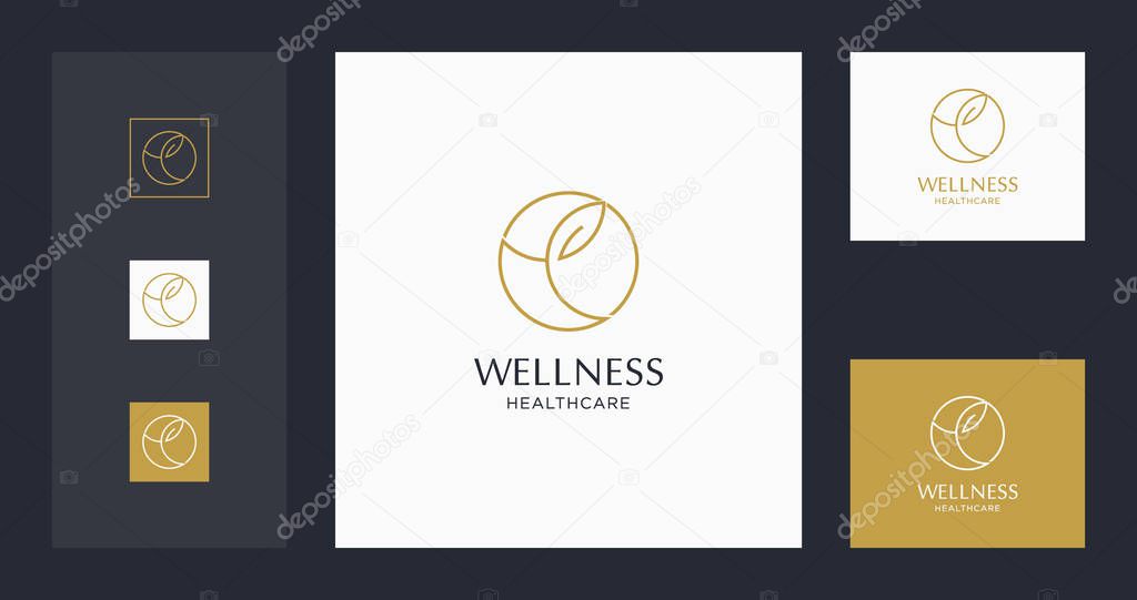 Wellness logo design template premium. stock vector