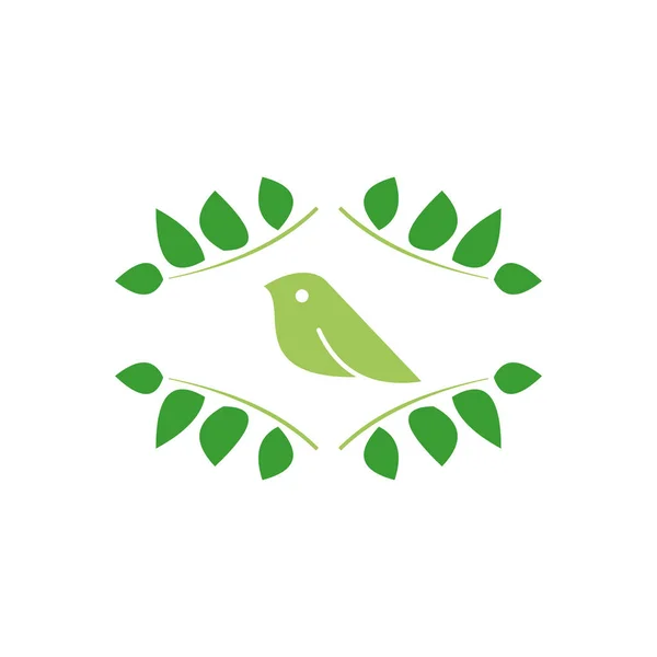 Natural Bird Icon Leaf Frame Vector — Stock Vector