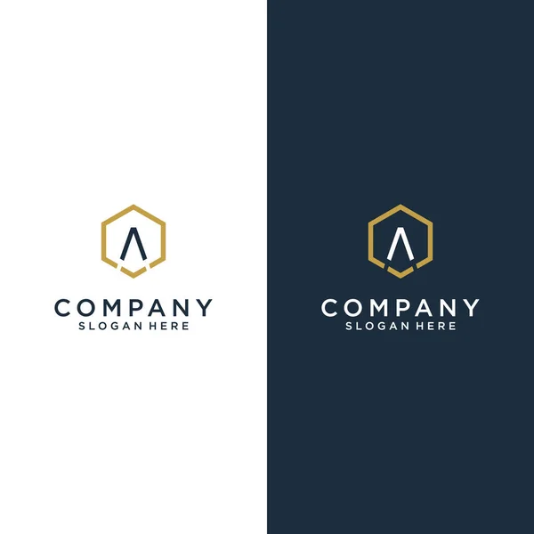 Carta Inicial Modelo Design Logotipo Emblema Hexagonal — Vetor de Stock