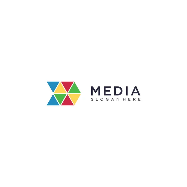 Abstraktní Barevné Origami Media Logo Koncept — Stockový vektor