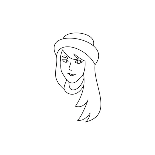 Эскиз Лица Девушки Векторной Иллюстрацией Шляпы — стоковый вектор