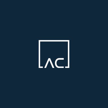 ac kare çerçeve harf logosu tasarımı siyah ve beyaz renklerle.