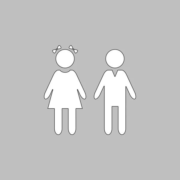 Niña y niño símbolo de la computadora — Vector de stock