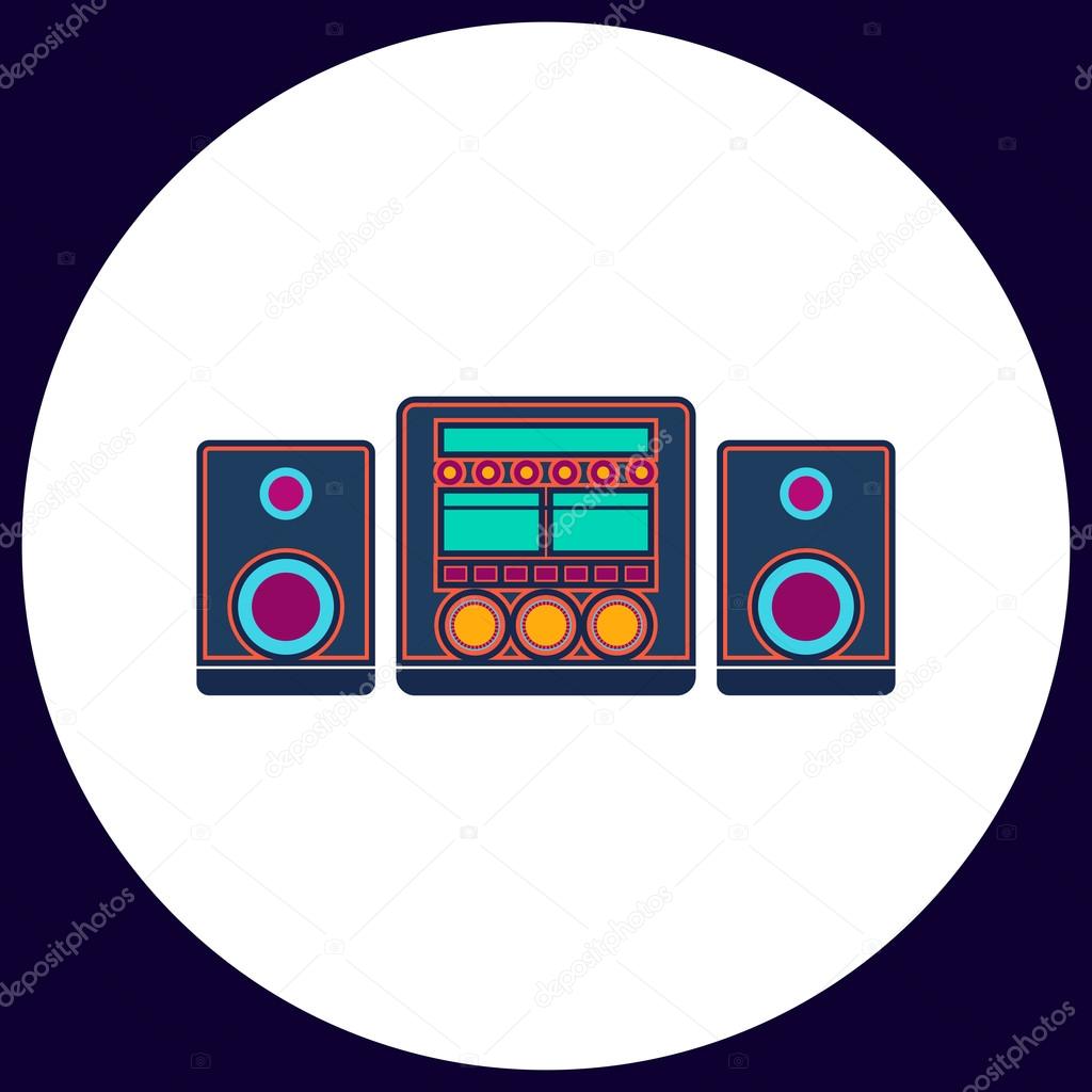 Sound System Simple vector button. Illustration symbol. Color flat icon