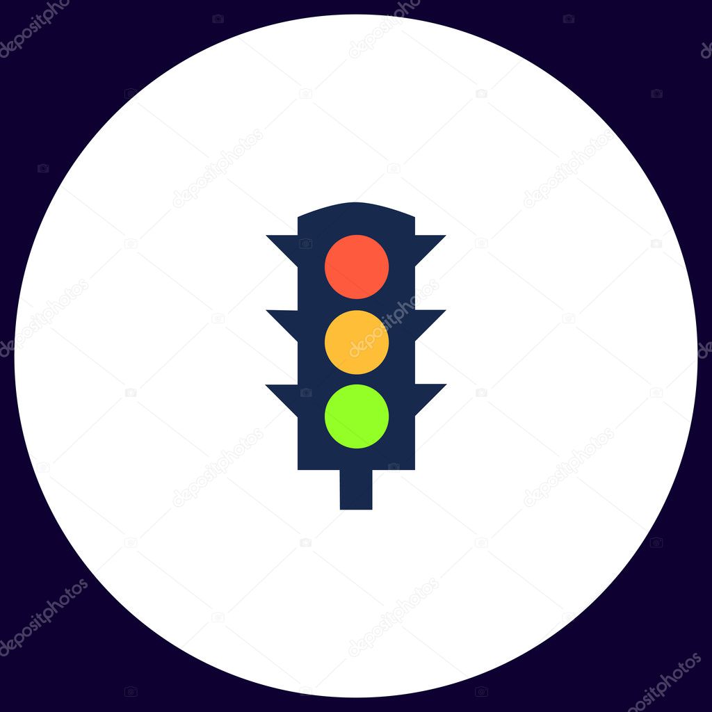 Traffic lights Simple vector button. Illustration symbol. Color flat icon