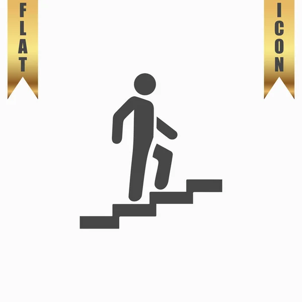 Mann auf der Treppe nach oben Symbol, Vektor — Stockvektor