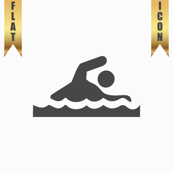 Icône plate de natation — Image vectorielle