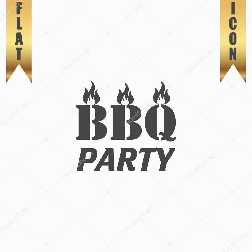 Flaming BBQ Party word design element.